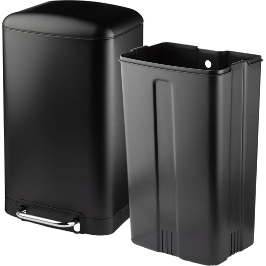 Ведро мусорное с педалью и доводчиком Luscan 30л,черное,прямоуг,металл