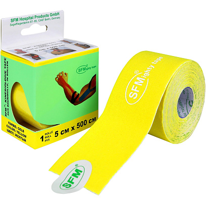Тейп кинезио, хлоковая основа, 5х500 см, желт, SFM-Plaster