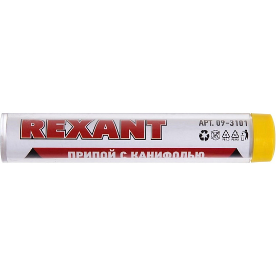 Припой с канифолью REXANT, 10 г, ПОС-61, d=1.0 мм (09-3101)