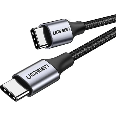 Кабель круглый UGREEN US261 (50150)USB C M/M Nick.lat.Alum.Shell 1м сер-чер