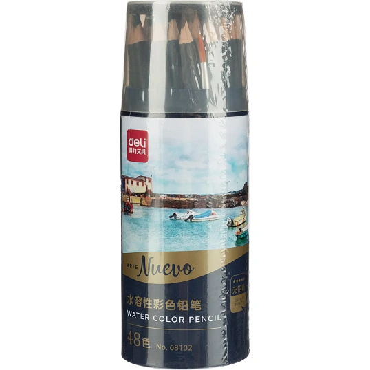 Карандаши акварельные Deli Arte Nuevo липа 48 цв/наб мет.туб. 68102