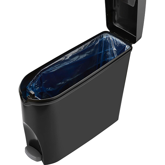 Ведро мусорное с педалью Luscan Slim 20 л, черное, пластик