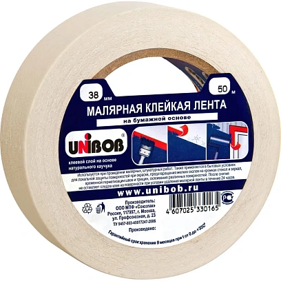 Клейкая лента малярная Unibob 38мм х 50м