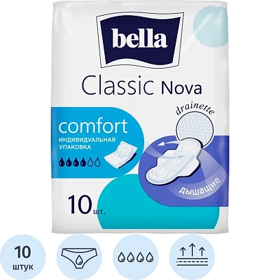 Прокладки женские гигиенические bella Classic Nova Сomfort, 10 шт./уп.