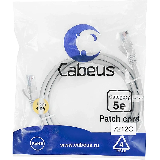 Патч-корд Cabeus PC-UTP-RJ45-CAT.5E-1.5M серый