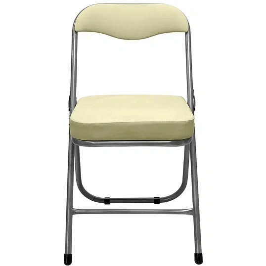 Стул складной каркас металлик,кожзам 506 слоновая кость РС 04 кант