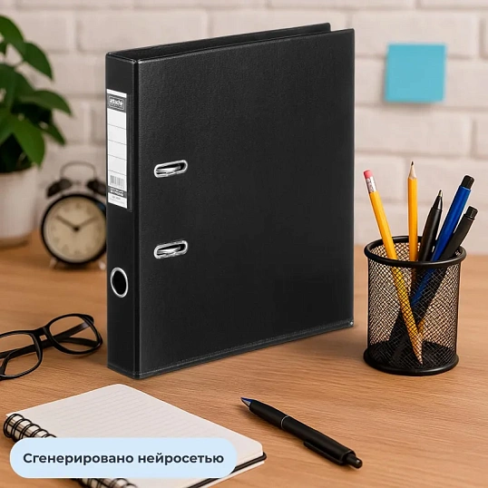 Папка-регистратор Strong Line 50мм, черный, ПБП2, карм.кор