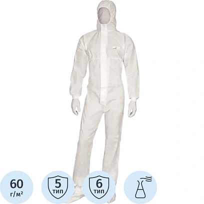 Комбинезон одноразовый с кап DELTA PLUS DT221 белый р-р М (DT221TM)