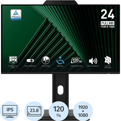 Монитор MSI PRO MP242PMG  FHD IPS ,cam,HDMI,DP,VGA,USB,Speaker,Tilt,Pivot