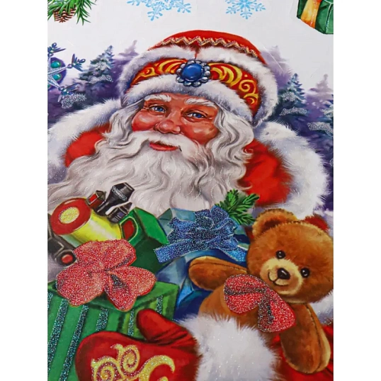 Наклейка НГ на окно Волшебный Дедушка Мороз 30x40см,с раскраск. НУ-7041