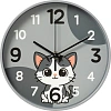 Часы настенные Котик d195мм, круг, корпус серый 2019-009