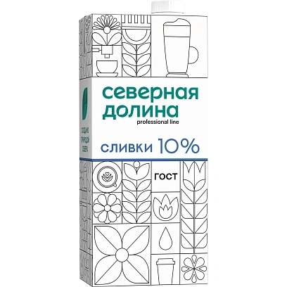 Сливки Северная Долина (Prof) ультрапастериз 10% 1л