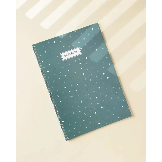 Бизнес-тетрадь Flakes blue обложка УФ лак, спираль, А4, 48л, клетка