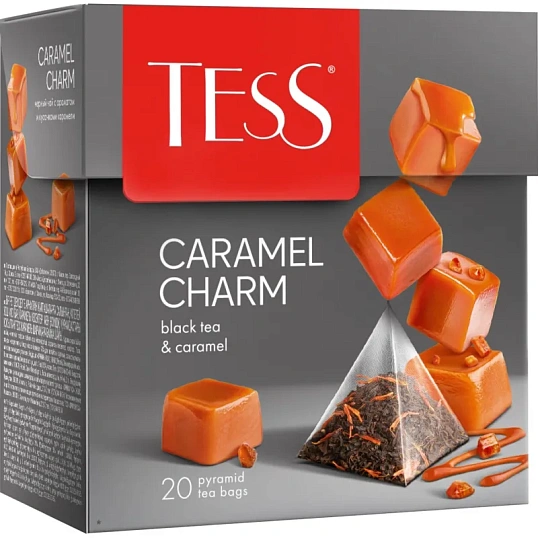 Чай Tess Caramel charm черный с добавками, 1,8гх20пир 0883-12