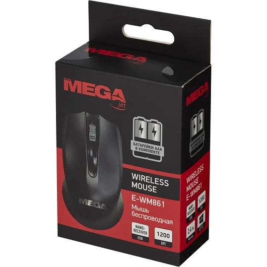 Мышь компьютерная черная, 1200DPi, 2.4Ггц, 105x65x40мм BT-JWM-006/E-WM861