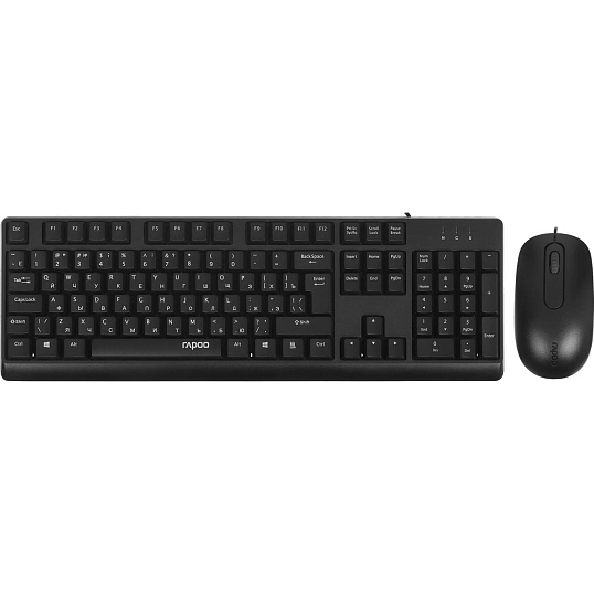 Набор клавиатура+мышь RAPOO проводная X130PRO, цвет - черный