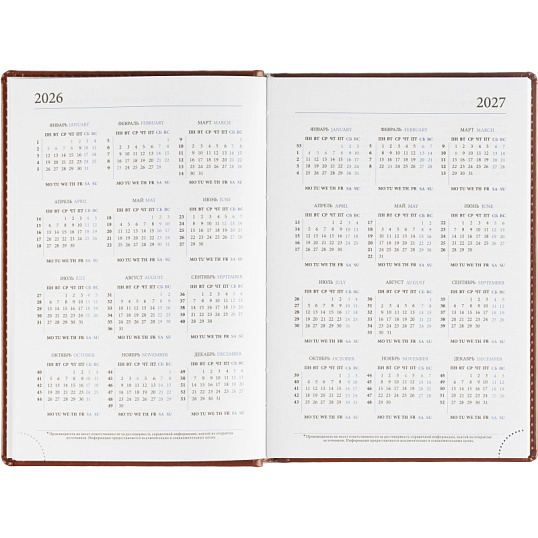 Ежедневник датированный 2026, корич, А5, 148x218 мм,352 стр, АТТАСНЕ Agenda