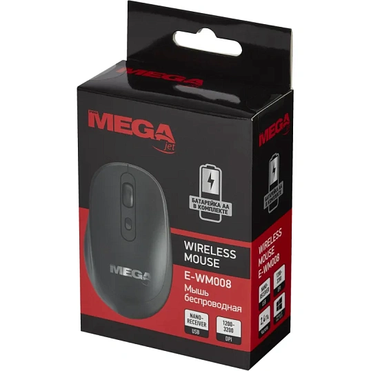 Мышь компьютерная ProMega черная, 1200-3200DPi, 2.4Ггц BT-JWM-003/E-WM008