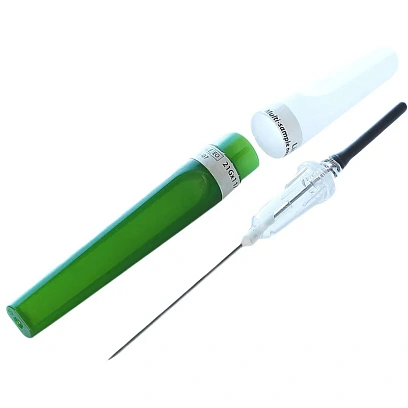 Игла двусторонняя 21G (0,8х38мм) зеленая виз.контроль Lind-Vac 50шт/уп