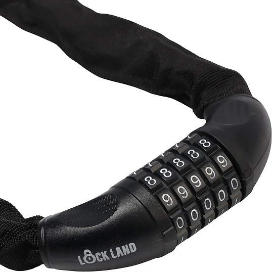 Замок велосипедный навесной LOCKLAND, кодовый, 6x1000 мм, цепь, 7478460