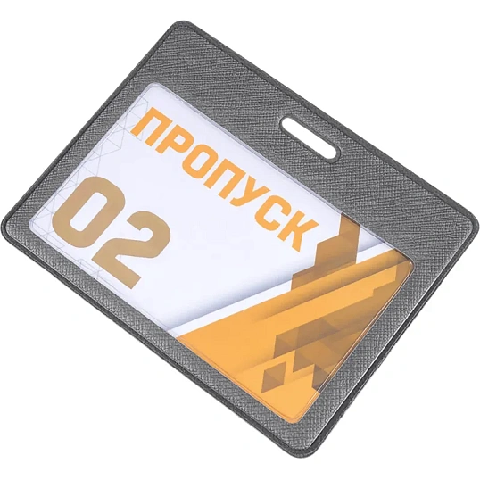 Бейдж горизонтальный для карты, внутр. разм 90x60мм Экокожа графит EK-1H-1