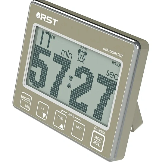 Секундомер таймер цифровой с часами хаки, хром 04207 RST