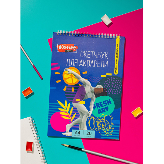 Скетчбук Комус Арт А4 (207x297 мм),20л,акварел бумага,200 г/м,ГОЗНАК,греб