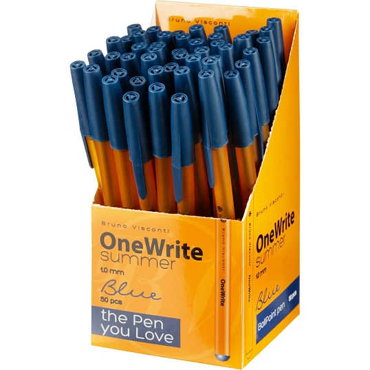 Ручка шариковая неавтомат. OneWrite Summer 1,0мм,лин.0,7мм,син,20-0325/07