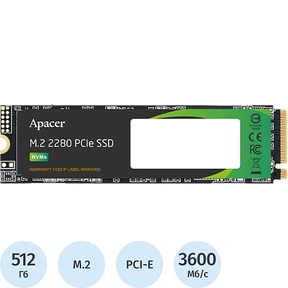 SSD накопитель Apacer SSD AS2280Q4L 512Gb M.2 PCUe4x4 (AP512GAS2280Q4L-1)