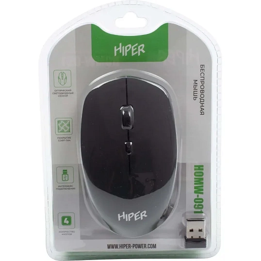Мышь компьютерная HIPER (HOMW-091) беспроводная/черная