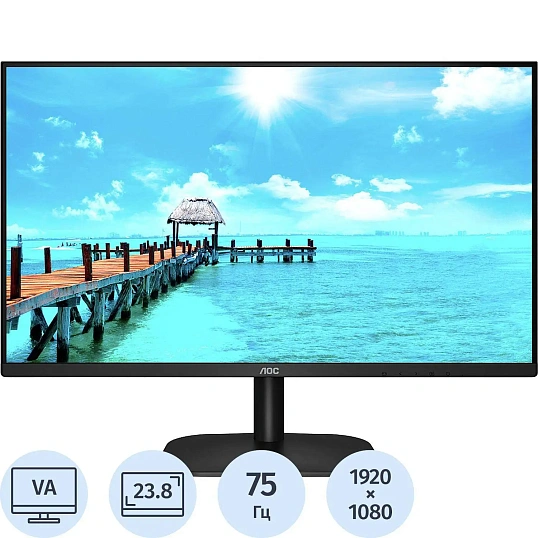 Монитор AOC 24B2XHM2 23.8/FHD/75Hz/VA/250cd/HDMI/VGA