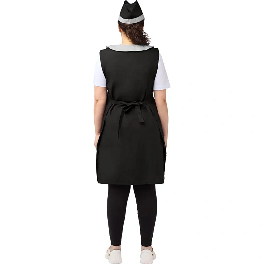 Фартук сарафан Маркет Профи с пилоткой всеразмерный цв. чер/сер