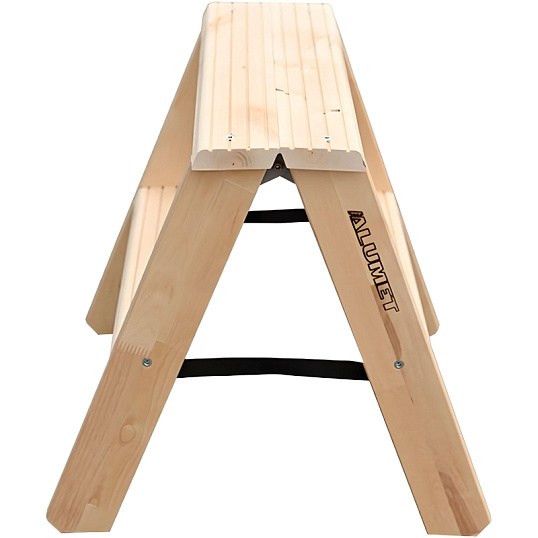 Стремянка деревянная двусторонняя с широкими ступенями 2х2 ступени