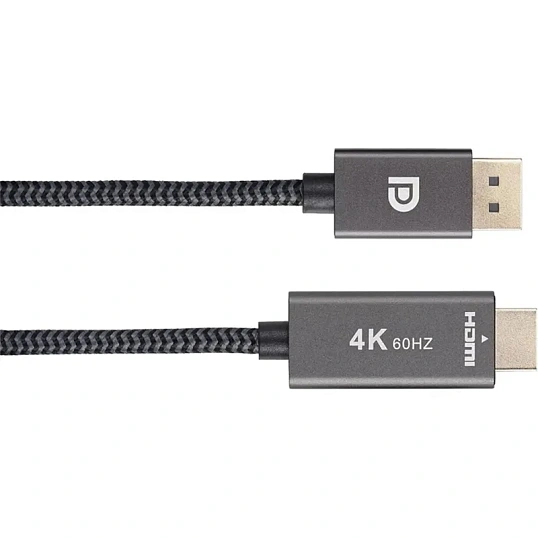 Кабель Telecom (TA561M-1.8M) DisplayPort M-> HDMI M 4K@60Hz 1.8m оплетка