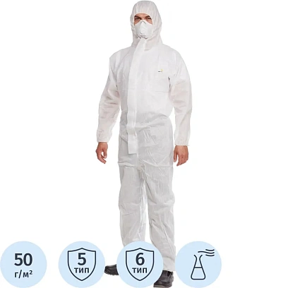 Комбинезон одноразовый с кап DELTA PLUS DT215 бел р-р XXL (DT215XX)