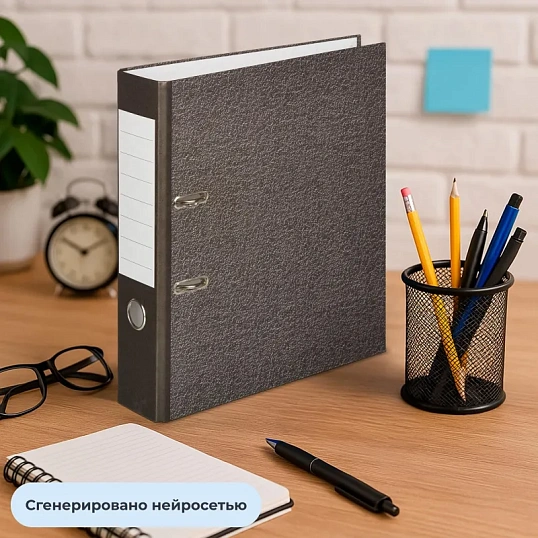 Папка-регистратор без мт.угAttacheEconomy_75мм,мрам ч/б,10шт,бум/бум,крам.к