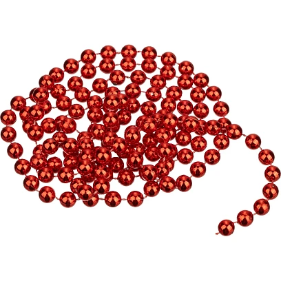 Бусы новогодние на елку Яркий праздник,  d 1 см, длина 1,8 м, красн НУ-0052