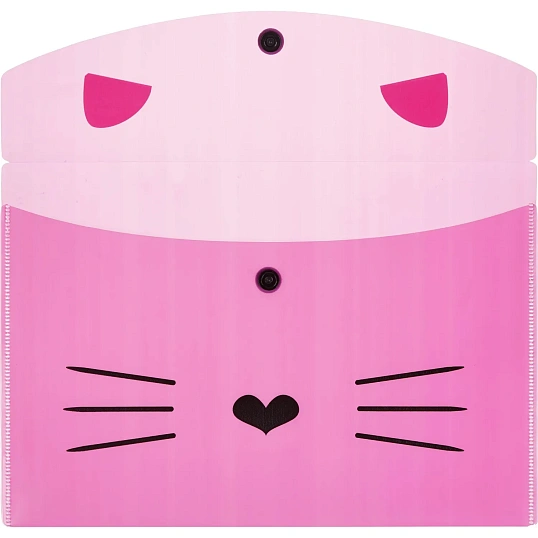 Папка-конверт на кнопке А5 №1School Kitty 2 шт/уп (1 роз., 1 черн)