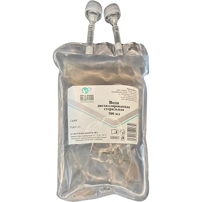 Вода дистиллированная стерильная 500 мл контейнер полимерный,12 шт/уп