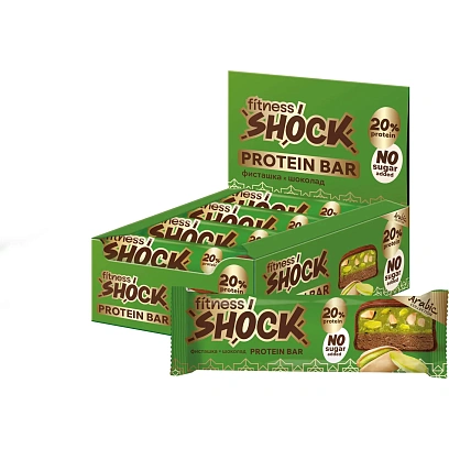 Батончик FitnesShock  глазированный фисташка-шоколад, 50гx12шт/уп