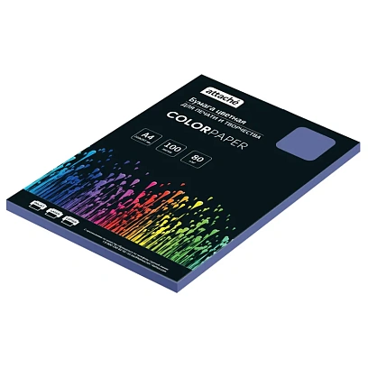 Бумага цветная Attache (синий интенсив), 80г, А4, 100  л