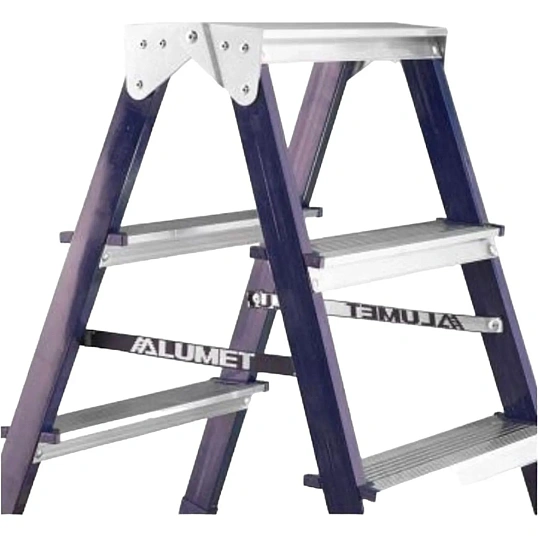 Стремянка Алюмет двухсторонняя стальная с алюмин. ступенями 5 ст. MD8205
