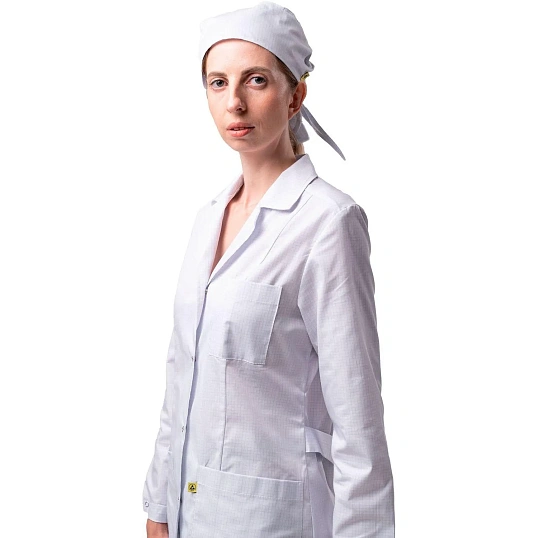 Халат антистатич. женский  М-102 белый, тип D, Москвичка, 128-132/170-176