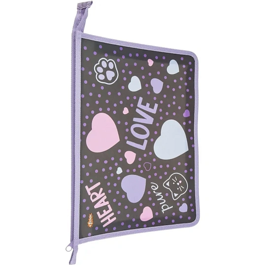 Папка для тетрадей Heart,А4,молн.,пласт.,ПТ-813