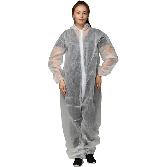 Комбинезон одноразовый Каспер, белый, 45 г/м2, р.L, кп