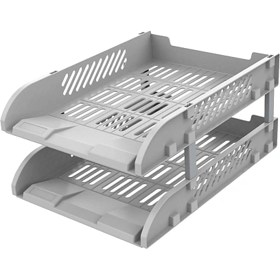 Лоток горизонтальный для бумаг Deli E9212, 2шт/наб, 325x241x155мм,пласт,сер