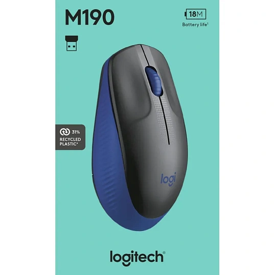 Мышь компьютерная Logitech беспр. M190 Wireless BLUE 910-005907