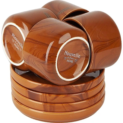 Набор чайный 8пр. Wooden Grain (4 персон) v=200мл (фарфор), 1730306