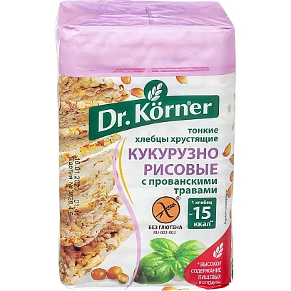 Хлебцы хрустящие Кукурузно-рисовые с прованскими травами Dr.Korner 100 гр