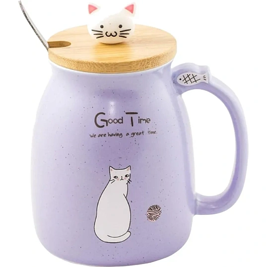 Кружка Котик с клубком №3 фиол Эврика арт.99290